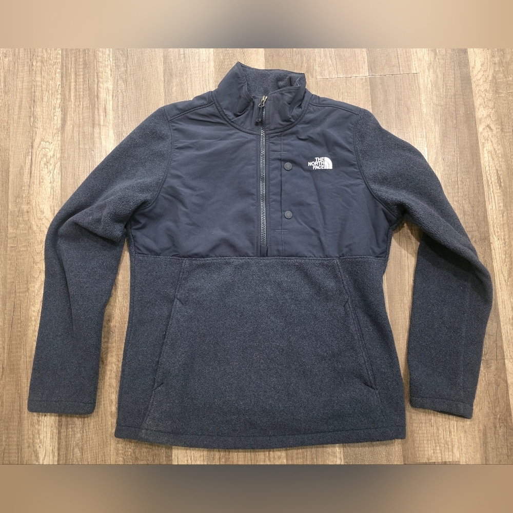 THE NORTH FACE navy 1/4 Zip Fleece Sweatshirt Hoodie Womens M Blue Classy Hiking